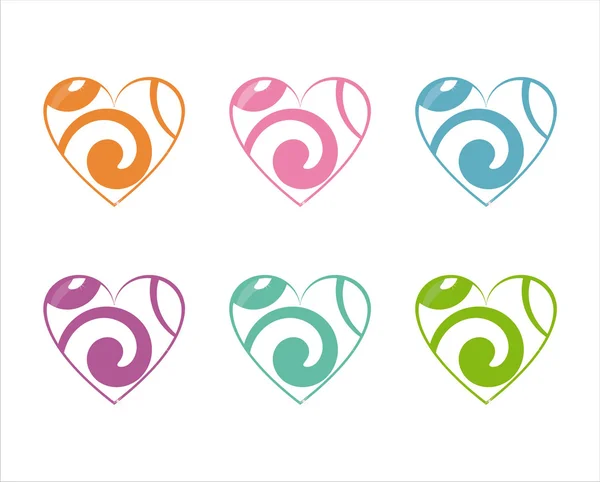 Iconos de corazones coloridos — Vector de stock