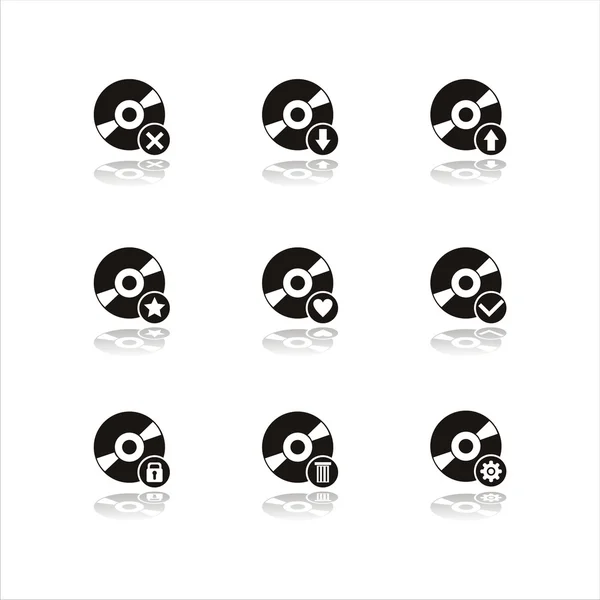 Zwarte cd-pictogrammen — Stockvector