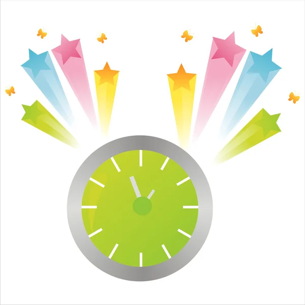 Clock with star splash — Stock Vector
