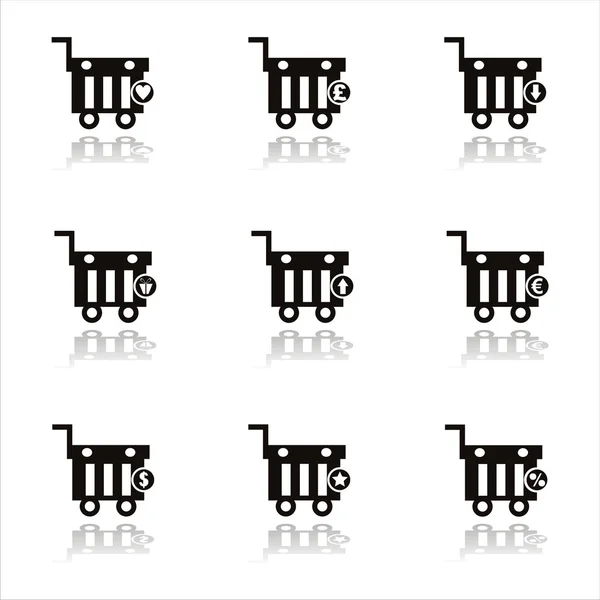 Negro cesta de la compra iconos — Archivo Imágenes Vectoriales