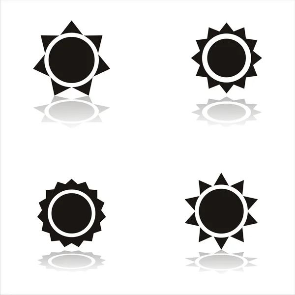 Черные иконы солнца — стоковый вектор