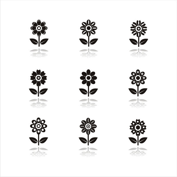 Black flower icons