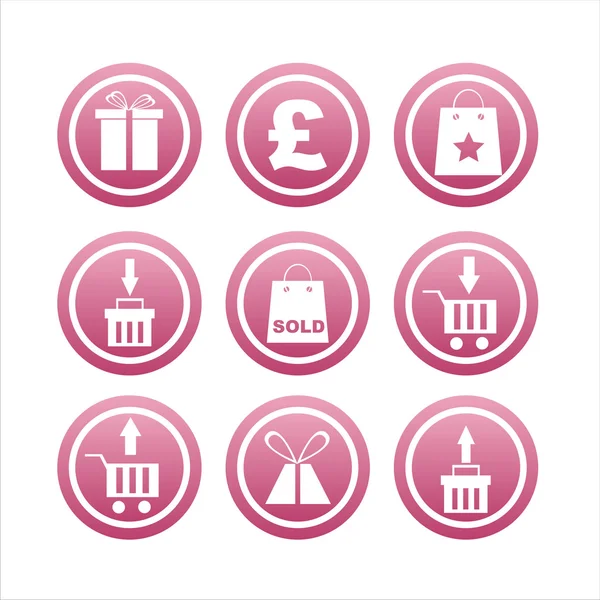 Rózsaszín bevásárló jelek — Stock Vector