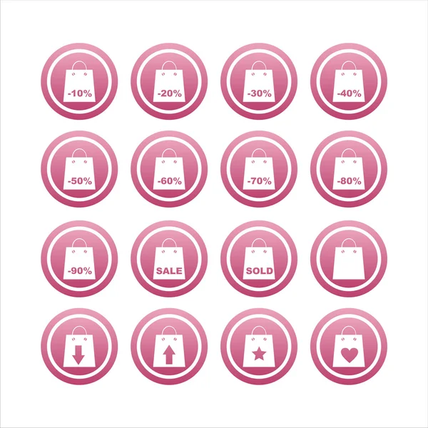 Znaki różowy torby na zakupy — Wektor stockowy