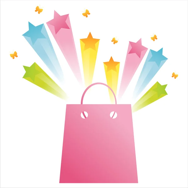 Shopping bag con stella spruzzata — Vettoriale Stock