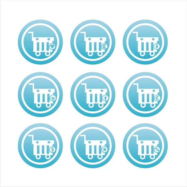 Blue shopping baskets signs — Stock Vector