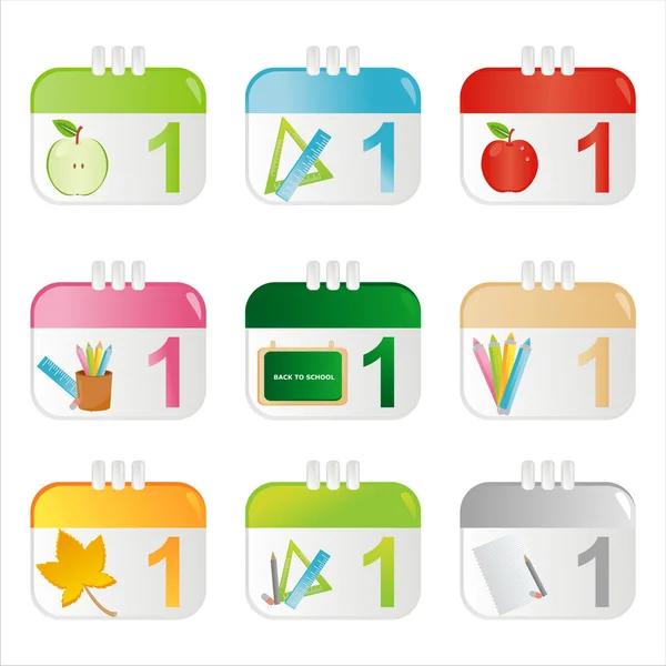 Ícones do calendário escolar —  Vetores de Stock