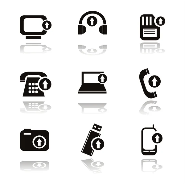 Black technology with arrows icons — Stock Vector