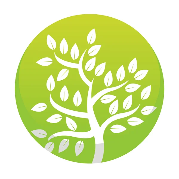 Botón árbol verde — Vector de stock