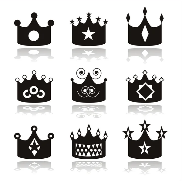 Svart krona ikoner — Stock vektor