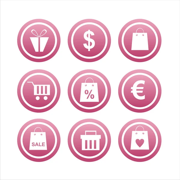 Segni di shopping rosa — Vettoriale Stock