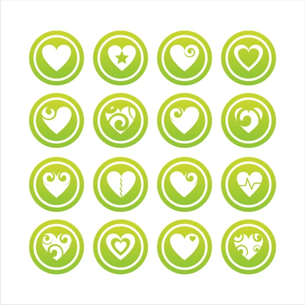 Zöld szív jelek — Stock Vector