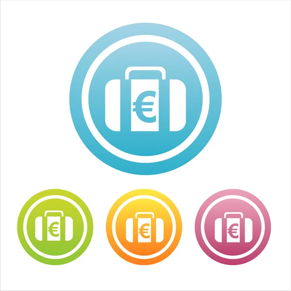 Valise colorée avec des signes d'argent — Image vectorielle