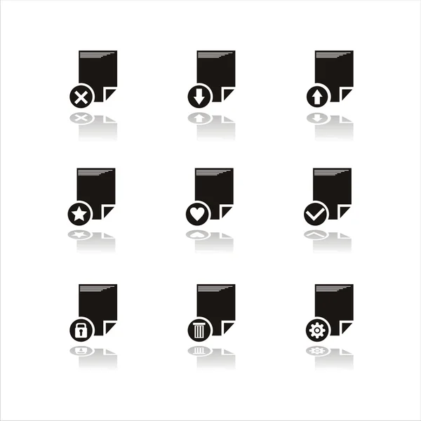 Icônes de document noir — Image vectorielle