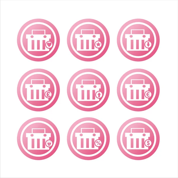 분홍색 쇼핑 바구니 표지판 — 스톡 벡터