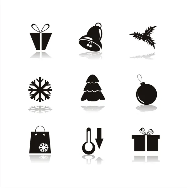 Schwarze Weihnachtssymbole — Stockvektor