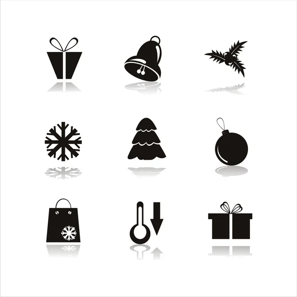 Iconos de Navidad negro Ilustración De Stock