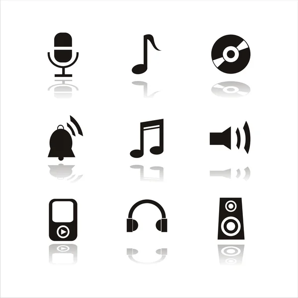 Icônes musicales noires — Image vectorielle