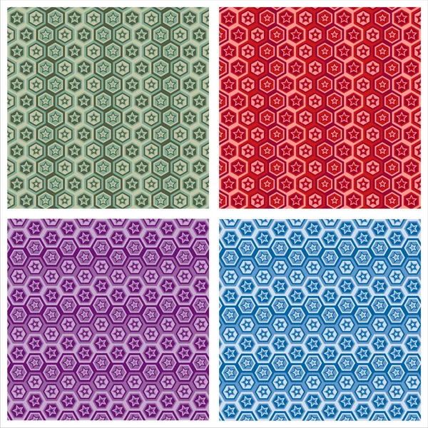 Colorful seamless stars patterns — Stock Vector
