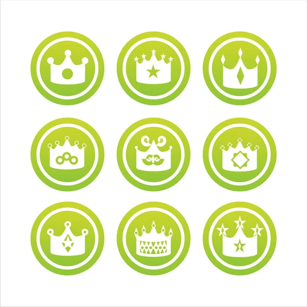 Green crown signs — Stock Vector