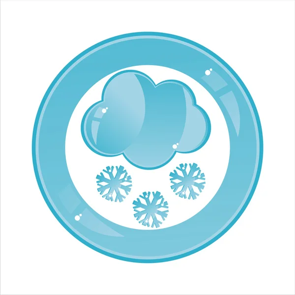 Nube con botón de copos de nieve — Vector de stock