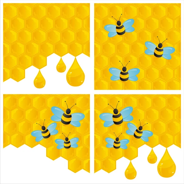 Honeycombs backgrounds with bees — Stock Vector
