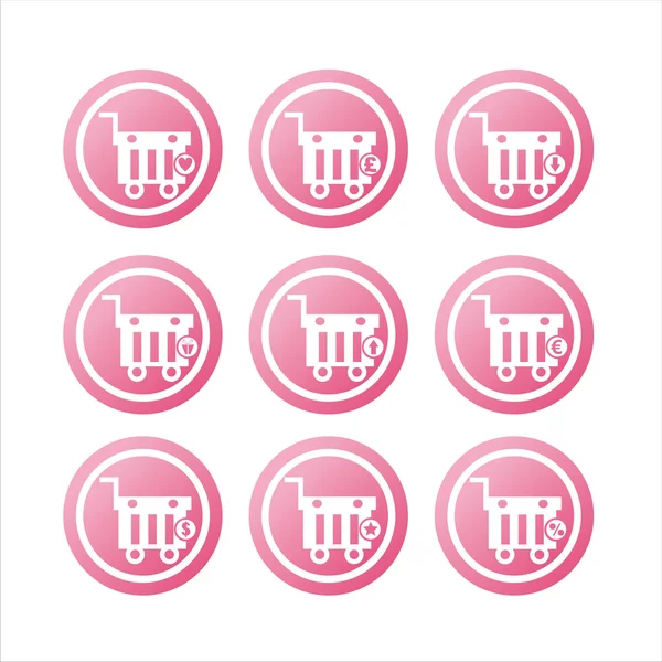 Pink shopping baskets signs — Stock Vector