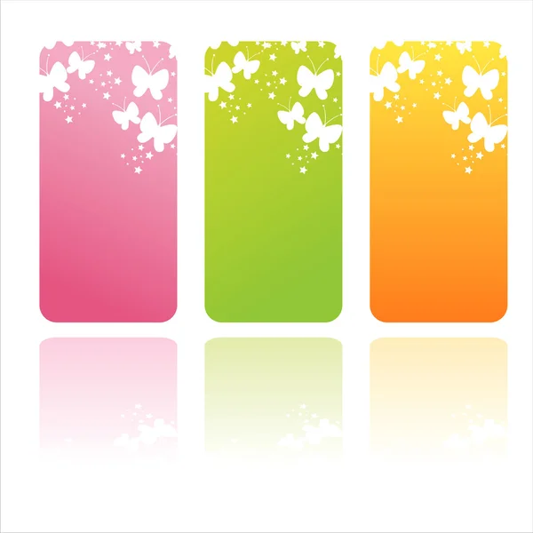 Bannières de papillons colorés — Image vectorielle