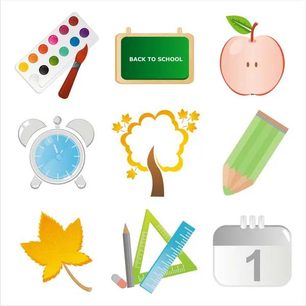 Colorful school icons — Stock Vector