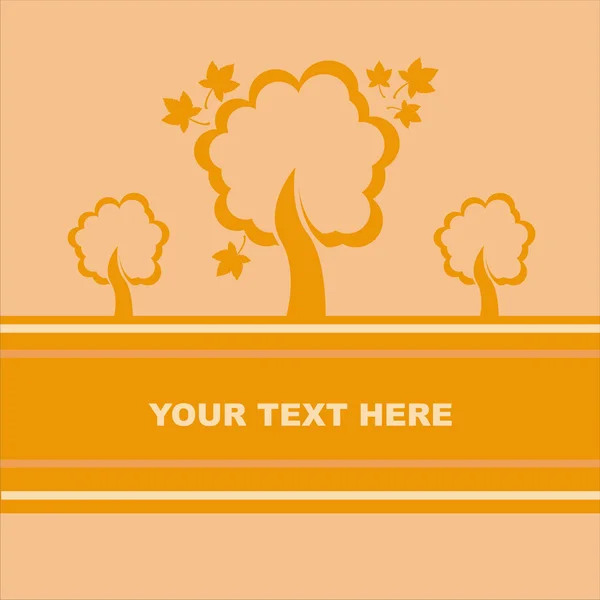 Oranžová podzimní stromy karta — Stockový vektor