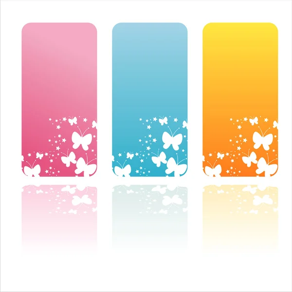 Banderas de mariposas coloridas — Vector de stock