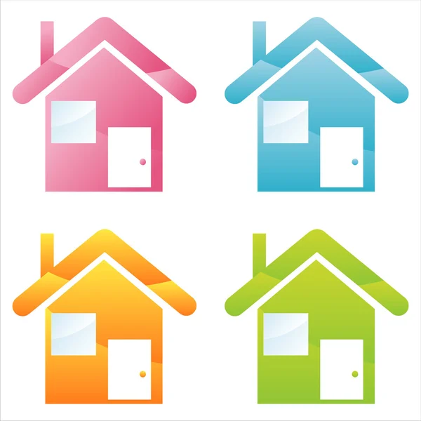 Kleurrijke huizen pictogrammen — Stockvector