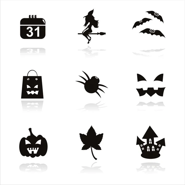 Zwarte halloween iconen — Stockvector