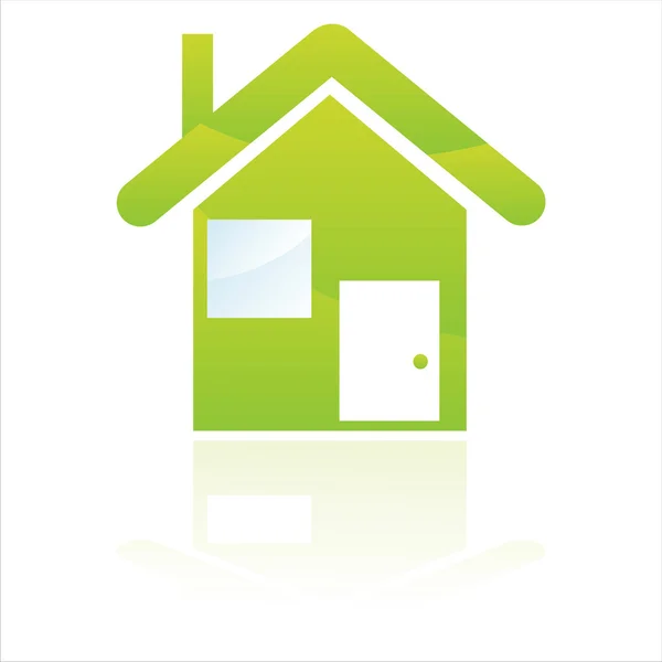 광택 있는 녹색 하우스 아이콘 — 스톡 벡터