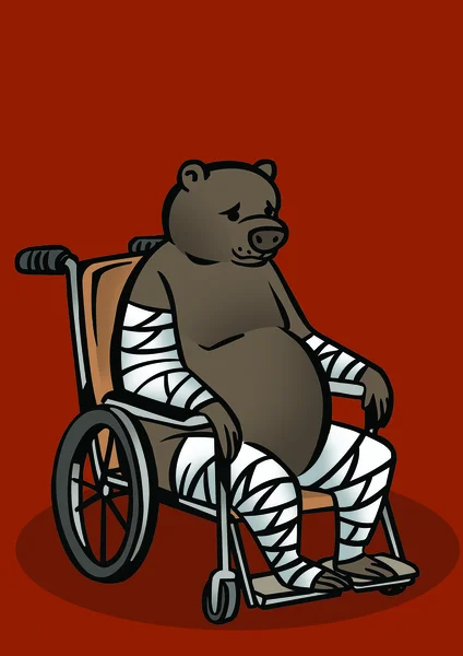 Водяной медведь, сидящий на инвалидной коляске — стоковое фото