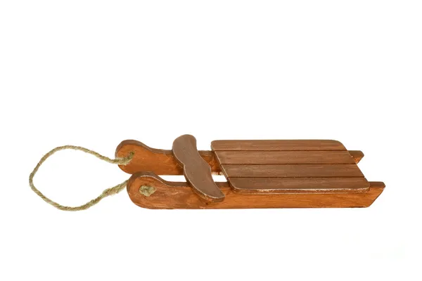 Miniature wooden brown Sleigh — Stock Photo, Image