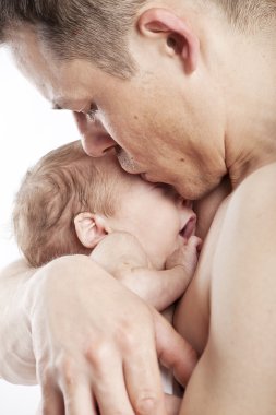 Dad kissing baby clipart