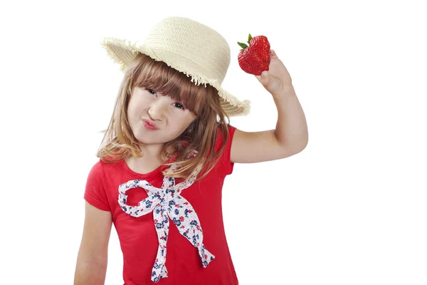 Chica con fresa — Foto de Stock