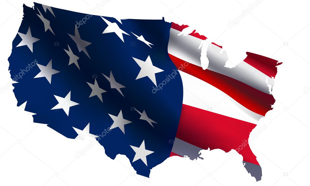 USA map USA flag