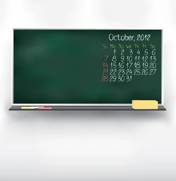 Klikyháky kalendář na tabuli. říjen 2012 — Stockový vektor