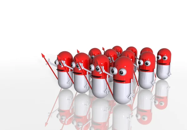 Ejército rojo píldoras blancas — Foto de Stock