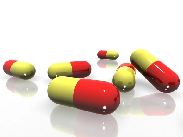 Red Yellow pills — Stock Photo, Image