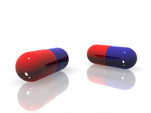 Rood blauw pills3d renderen — Stockfoto
