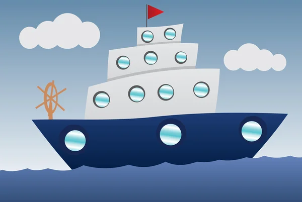 Divertente cartone animato barca — Vettoriale Stock