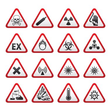 Set of Triangular Warning Hazard Signs clipart