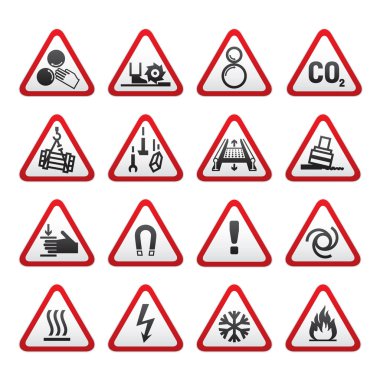 Set Simple of Triangular Warning Hazard Signs clipart