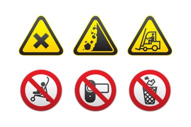 Warning Hazard and Prohibited Signs set-vector clipart