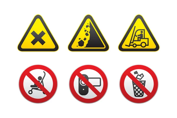 Warning Hazard and Prohibited Signs set-vector — Stock Vector