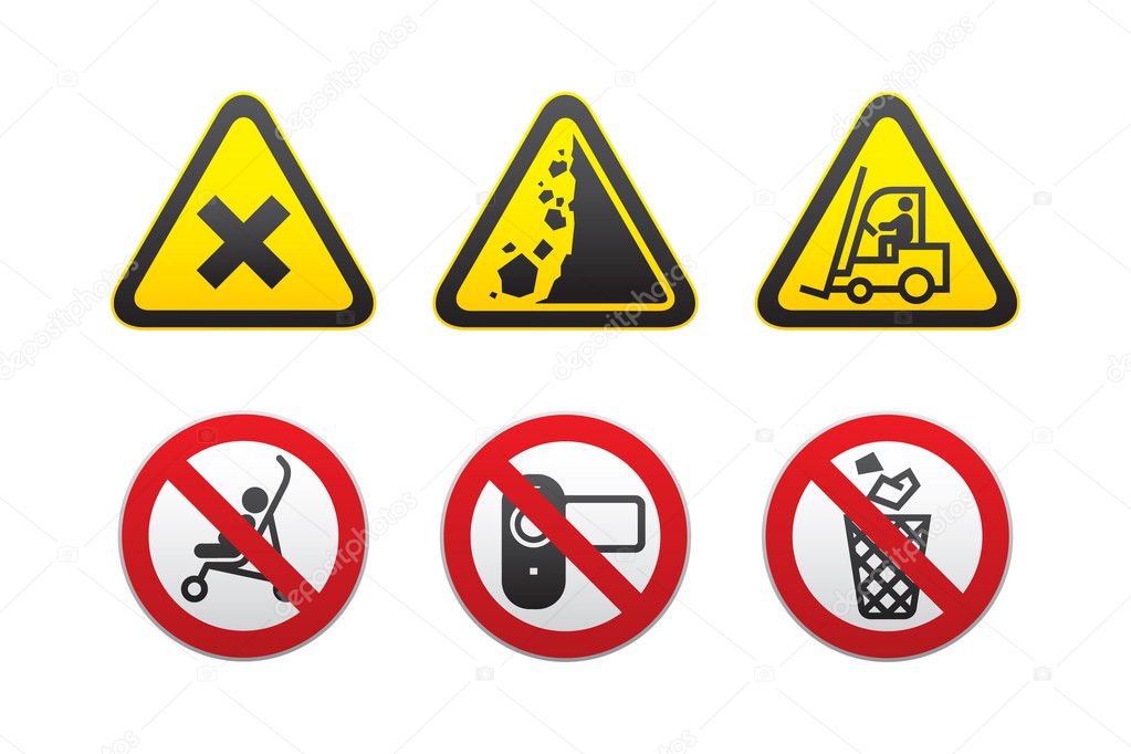 Warning Hazard and Prohibited Signs set-vector