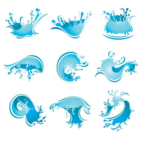 Spritzende Wellen und Wasser, Vektor — Stockvektor